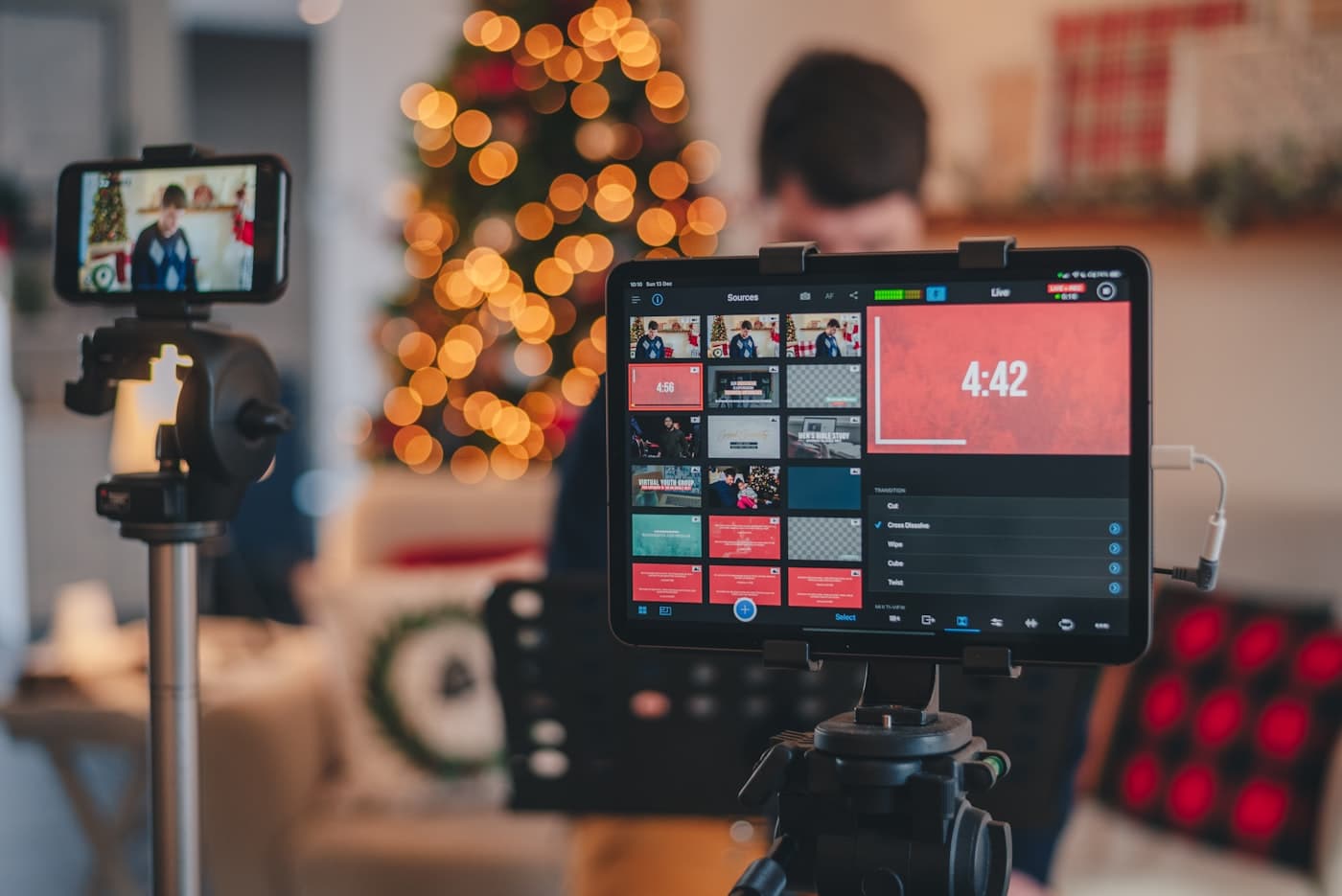 Content creator filming a product on a tripod for short-form video